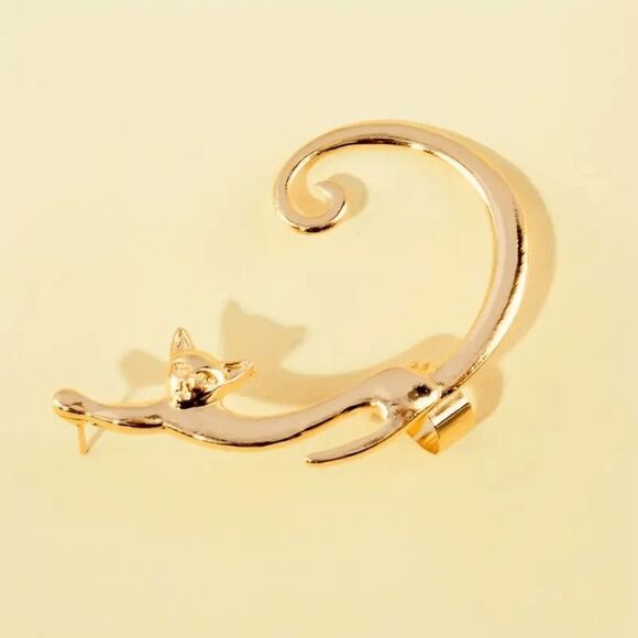 GOLD CAT EAR CRAWLER EAR JACKET EAR CUFF EAR HUGGER - Picture 2 of 3